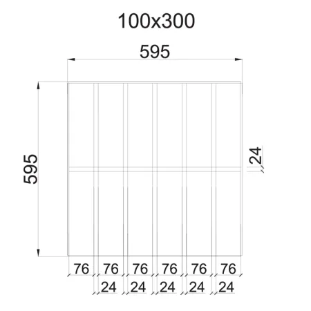 Грильято GL-24 Жалюзи ячейка 100x300, высота 34 мм, ширина 24 мм, черный