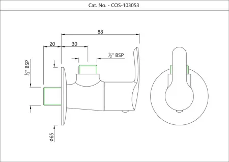 Кран угловой с фланцем Essco Cosmo COS-CHR-103053 Хром