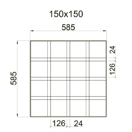 Грильято GL-24 ячейка 150x150, высота 34 мм, ширина 24 мм, черный