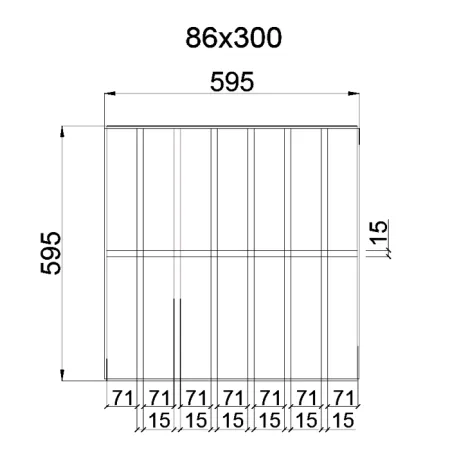 Грильято GL-15 Жалюзи ячейка 86x300, высота 47 мм, ширина 15 мм, белый матовый