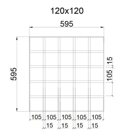 Грильято GL-15 ячейка 120x120, высота 37 мм, ширина 15 мм, черный