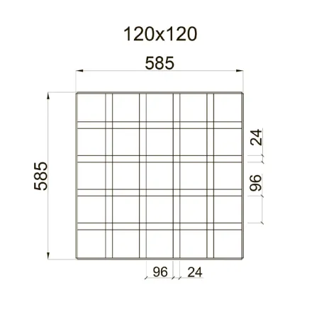 Грильято GL-24 PRIM ячейка 120x120, высота 34 мм, ширина 24 мм, сепер-хром