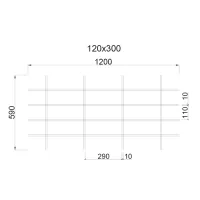 Грильято Жалюзи ячейка 300x120 мм, супер-хром, высота 30 / 50 мм, ширина 10 мм