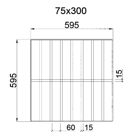 Грильято GL-15 Жалюзи ячейка 75x300, высота 37 мм, ширина 15 мм, металлик матовый