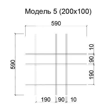 Грильято Нестандартная ячейка Модель 5 ячейка 200х100мм, белый матовый, высота 30 мм, ширина 5 мм