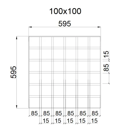 Грильято GL-15 ячейка 100x100, высота 47 мм, ширина 15 мм, металлик
