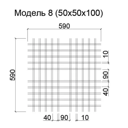 Грильято Нестандартная ячейка Модель 8 ячейка 50х50х100мм, металлик, высота 30 мм, ширина 5 мм