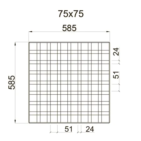 Грильято GL-24 PRIM ячейка 75x75, высота 34 мм, ширина 24 мм, окраска по RAL
