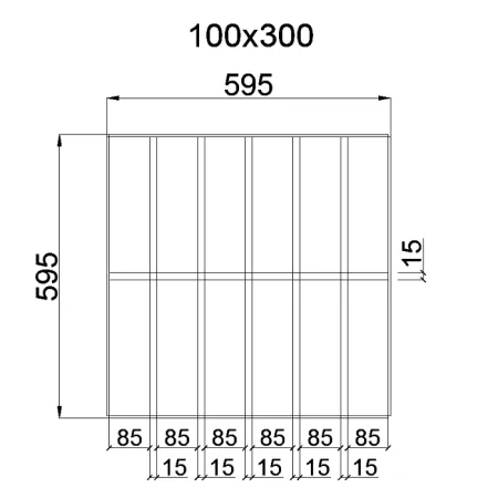 Грильято GL-15 Жалюзи ячейка 100x300, высота 37 мм, ширина 15 мм, металлик оцинк.