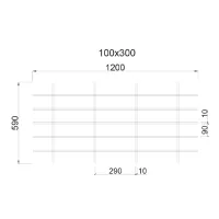Грильято Жалюзи ячейка 300x100 мм, окраска по RAL, высота 30 / 50 мм, ширина 10 мм