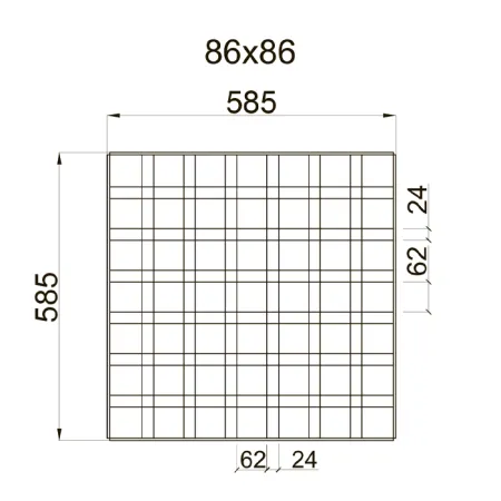 Грильято GL-24 ячейка 86x86, высота 34 мм, ширина 24 мм, металлик матовый