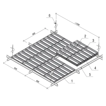 Грильято GL-24 Жалюзи ячейка 60x300, высота 34 мм, ширина 24 мм, белый матовый