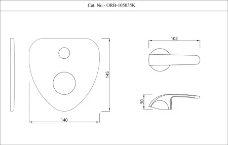 Наружная часть встраиваемого смесителя для ванны Essco Orbit ORB-CHR-105055K Хром