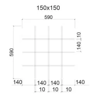Грильято ячейка 150x150, высота 30 мм, ширина 5 мм, белый матовый