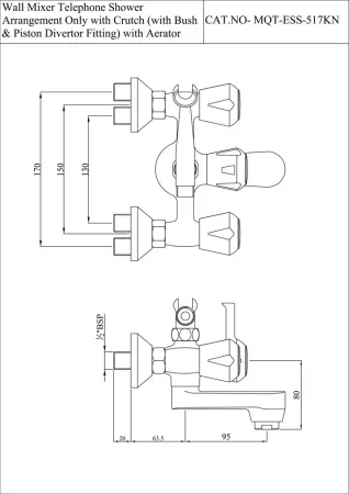 Смеситель для ванны и душа Essco Marvel MQT-CHR-517KN хром