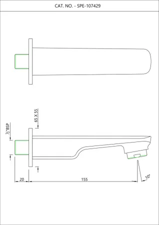 Излив для ванны Essco Stella SPE-CHR-107429 Хром