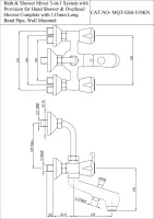 Смеситель для ванны и душа 3-в-1 с ручным и верхнем душем Essco Marvel MQT-CHR-519KN Хром