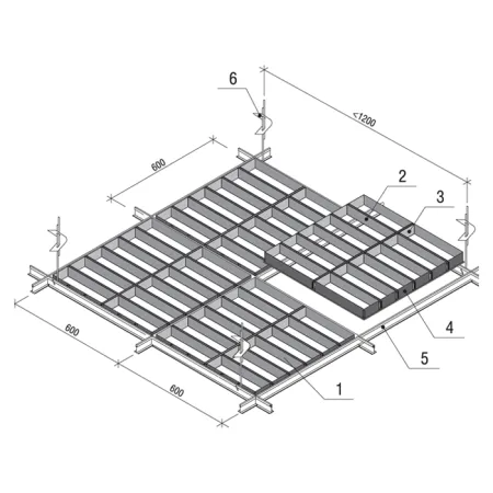 Грильято GL-15 Жалюзи ячейка 100x300, высота 37 мм, ширина 15 мм, металлик оцинк.