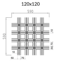 Грильято Пирамидальный ячейка 120х120мм, окраска по RAL, высота 42.5 мм, ширина 10 мм