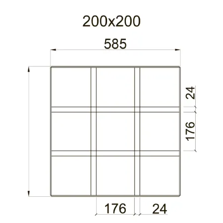 Грильято GL-24 PRIM ячейка 200x200, высота 34 мм, ширина 24 мм, металлик матовый