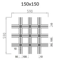Грильято Пирамидальный ячейка 150х150мм, металлик матовый, высота 42.5 мм, ширина 10 мм