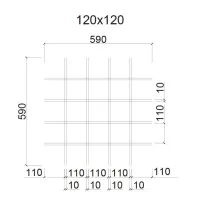 Грильято ячейка 120x120, высота 30 мм, ширина 10 мм, окраска по RAL