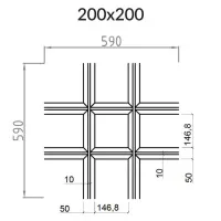 Грильято Пирамидальный ячейка 200х200мм, окраска по RAL, высота 42.5 мм, ширина 10 мм