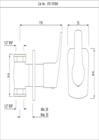 Настенный запорный клапан Essco Stella STE-CHR-107069 Хром