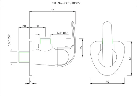 Кран угловой с фланцем Essco Orbit ORB-CHR-105053 Хром