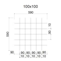 Грильято ячейка 100x100, высота 30 мм, ширина 5 мм, белый матовый