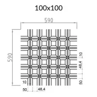 Грильято Пирамидальный ячейка 100х100мм, черный, высота 42.5 мм, ширина 10 мм