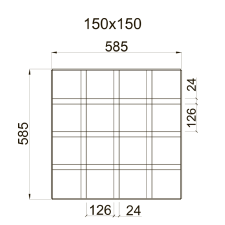 Грильято GL-24 ячейка 150x150, высота 34 мм, ширина 24 мм, окраска по RAL