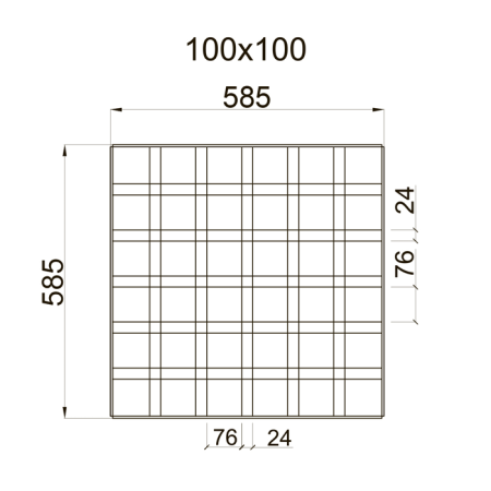 Грильято GL-24 ячейка 100x100, высота 34 мм, ширина 24 мм, окраска по RAL