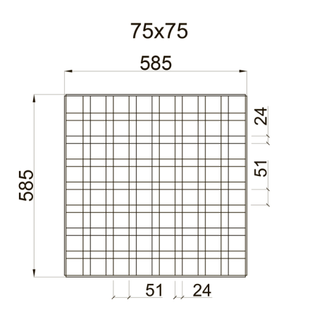 Грильято GL-24 ячейка 75x75, высота 34 мм, ширина 24 мм, белый матовый