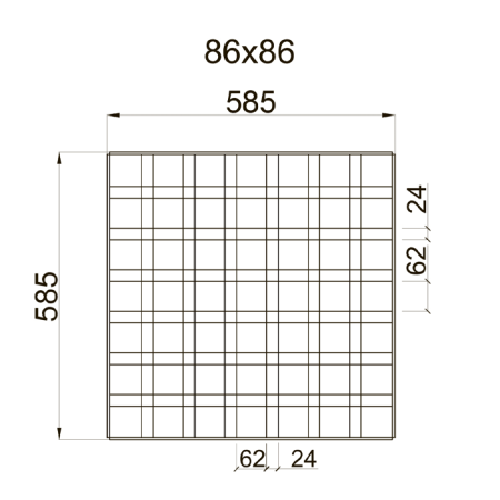 Грильято GL-24 PRIM ячейка 86x86, высота 34 мм, ширина 24 мм, белый матовый