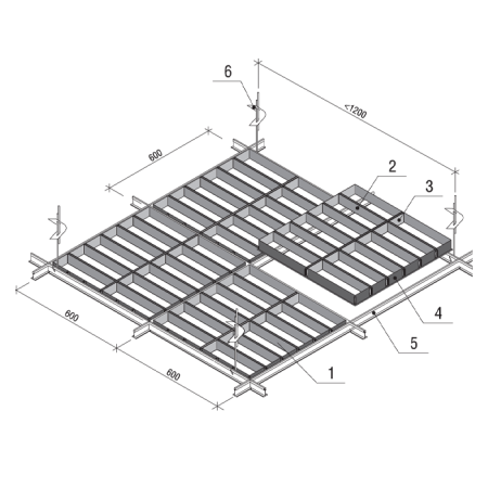 Грильято GL-24 Жалюзи ячейка 86x300, высота 34 мм, ширина 24 мм, металлик матовый