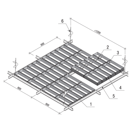 Грильято GL-15 Жалюзи ячейка 50x300, высота 47 мм, ширина 15 мм, металлик матовый