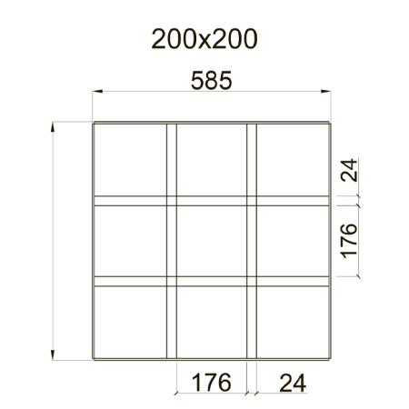 Грильято GL-24 PRIM ячейка 200x200, высота 34 мм, ширина 24 мм, черный